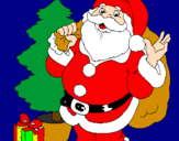 Disegno Babbo Natale con lalbero di Natale pitturato su antonio