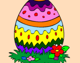 Disegno Uovo di Pasqua 2 pitturato su maicol
