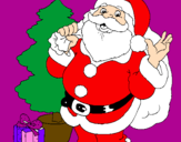 Disegno Babbo Natale con lalbero di Natale pitturato su antonio