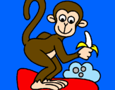 Disegno Scimmietta  pitturato su Davide