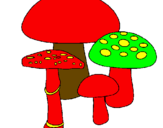 Disegno Funghi pitturato su ruben libero