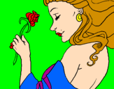 Disegno Principessa con una rosa pitturato su STEFANO