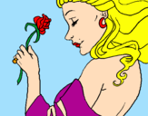 Disegno Principessa con una rosa pitturato su game