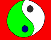 Disegno Yin e yang pitturato su giulia