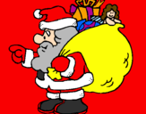 Disegno Babbo Natale e il suo sacco di regali  pitturato su GIò è Babbo Natale