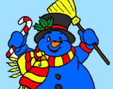 Disegno Pupazzo di neve con la sciarpa pitturato su AURORA  BELLA