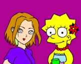 Disegno Sakura e Lisa pitturato su claudia