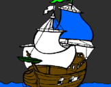 Disegno Barca  pitturato su filippo