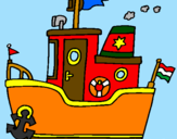 Disegno Barca con ancora  pitturato su giovanni