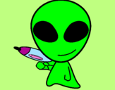 Disegno Alieno II pitturato su cres