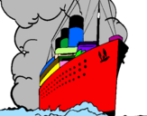 Disegno Nave a vapore pitturato su salvo