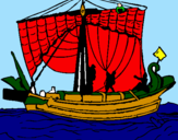 Disegno Barca romana  pitturato su ANDREAT