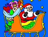 Disegno Babbo Natale alla guida della sua slitta pitturato su MATTEO E ARIANNA