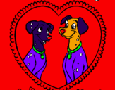 Disegno Dalmati innamorati  pitturato su ilò cane di alex