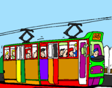 Disegno Tram con passeggeri  pitturato su Gabri