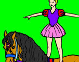Disegno Trapezista in groppa al cavallo pitturato su didi e bubi