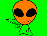 Disegno Alieno II pitturato su ludovica chicca