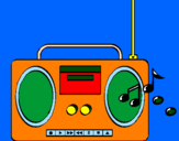 Disegno Radio cassette 2 pitturato su greta