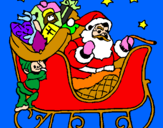 Disegno Babbo Natale alla guida della sua slitta pitturato su MARTINA E TOMMASO
