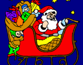 Disegno Babbo Natale alla guida della sua slitta pitturato su EMANUELE E SVEVA