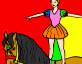 Disegno Trapezista in groppa al cavallo pitturato su giorgia