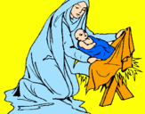 Disegno Nascita di Gesù Bambino pitturato su massimo