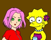 Disegno Sakura e Lisa pitturato su raluca