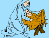 Disegno Nascita di Gesù Bambino pitturato su vivian