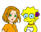 Disegno Sakura e Lisa pitturato su RBECCA