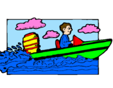 Disegno Acquatico barca pitturato su KOALA