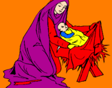 Disegno Nascita di Gesù Bambino pitturato su martina bobba