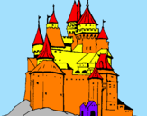 Disegno Castello medievale  pitturato su fabio