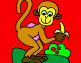 Disegno Scimmietta  pitturato su MATTIA