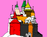 Disegno Castello medievale  pitturato su cesare