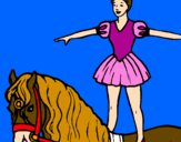 Disegno Trapezista in groppa al cavallo pitturato su BEATRICE BIECAR