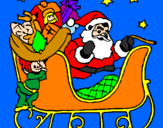 Disegno Babbo Natale alla guida della sua slitta pitturato su ELISA E FRANCESCO