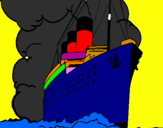 Disegno Nave a vapore pitturato su AXEL