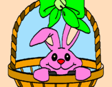 Disegno Coniglietto nella cesta  pitturato su alice