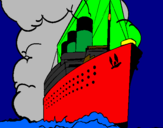 Disegno Nave a vapore pitturato su COPA  MARIO