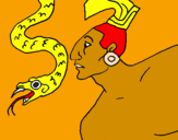 Disegno Serpente e guerriero pitturato su simone