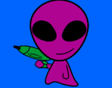 Disegno Alieno II pitturato su bloom