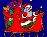 Disegno Babbo Natale alla guida della sua slitta pitturato su ALESSANDRO E SARA