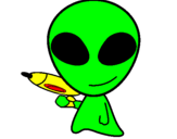 Disegno Alieno II pitturato su alessandro shaw