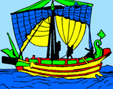 Disegno Barca romana  pitturato su KOALA