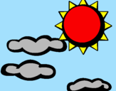 Disegno Sole con nuvole 2 pitturato su lucrezia