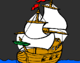 Disegno Barca  pitturato su dodo