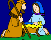 Disegno Adorano Gesù Bambino  pitturato su Giulia Gigliola
