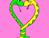 Disegno Serpenti innamorati  pitturato su ciao a tutti