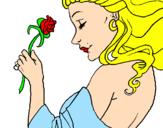 Disegno Principessa con una rosa pitturato su alice tu