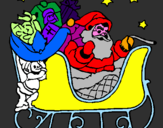 Disegno Babbo Natale alla guida della sua slitta pitturato su marialberto